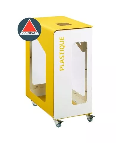 Poubelle de tri sélectif TERACUB VIGIPIRATE 90L - JAUNE PLASTIQUE - Corps Blanc