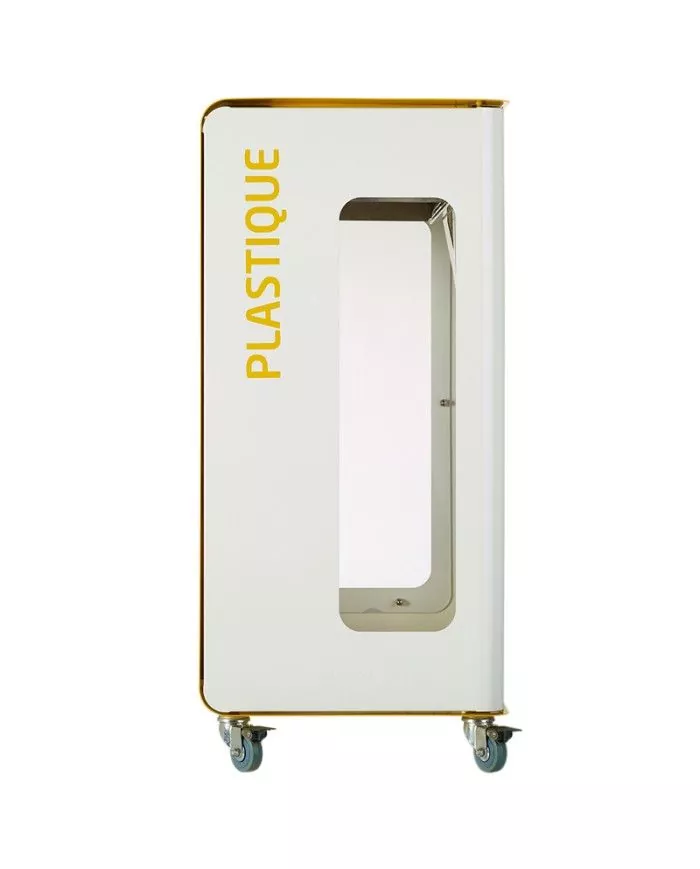 Poubelle de tri - de TERACUB VIGIPIRATE 90L - JAUNE PLASTIQUE - Corps Blanc - gestion des déchets en entreprise, poubelle de