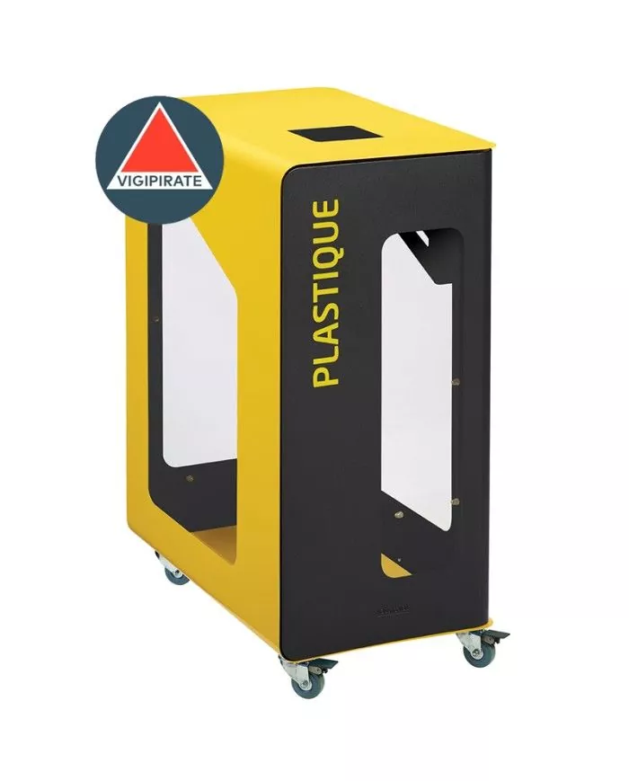 Poubelle de tri - de TERACUB VIGIPIRATE 90L - JAUNE PLASTIQUE - Corps Gris Manganèse - gestion des déchets en entreprise, Poubelle de tri - de TERACUB VIGIPIRATE 90L - JAUNE PLASTIQUE - Corps Gris Manganèse - gestion des déchets en entreprise,