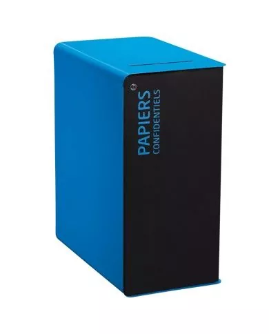 Poubelle de tri - TERACUB 90L - Gris manganèse - Papiers Confidentiels - Avec serrure - solution tri sélectif, station de tri