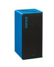 Poubelle de tri - TERACUB 75L - BLEU PAPIER - Corps gris manganèse - conteneur de recyclage, mobilier de tri écologique, tri