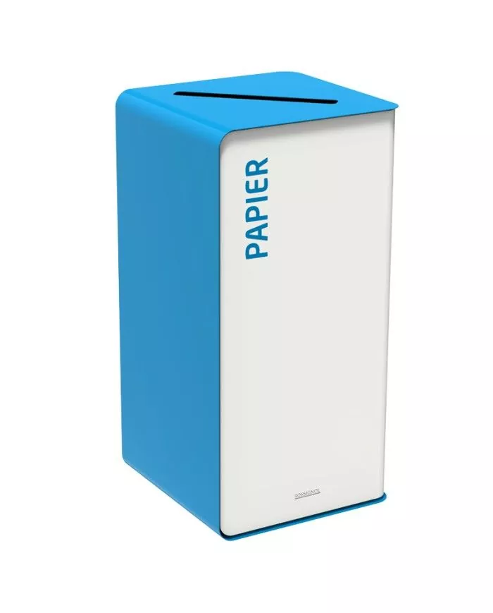 Poubelle de tri - TERACUB 75L - BLEU PAPIER - Corps blanc - tri des déchets professionnels, recyclage déchets triés, conteneur Poubelle de tri - TERACUB 75L - BLEU PAPIER - Corps blanc - tri des déchets professionnels, recyclage déchets triés, conteneur