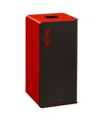 Poubelle de tri - TERACUB 40L - ROUGE METAL - Corps gris manganèse - station de tri moderne, poubelle de tri sélectif, mobilier