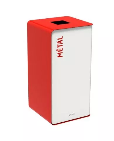 Poubelle de tri - TERACUB 40L - ROUGE METAL - Corps blanc - tri des déchets professionnels, gestion des déchets en entreprise,