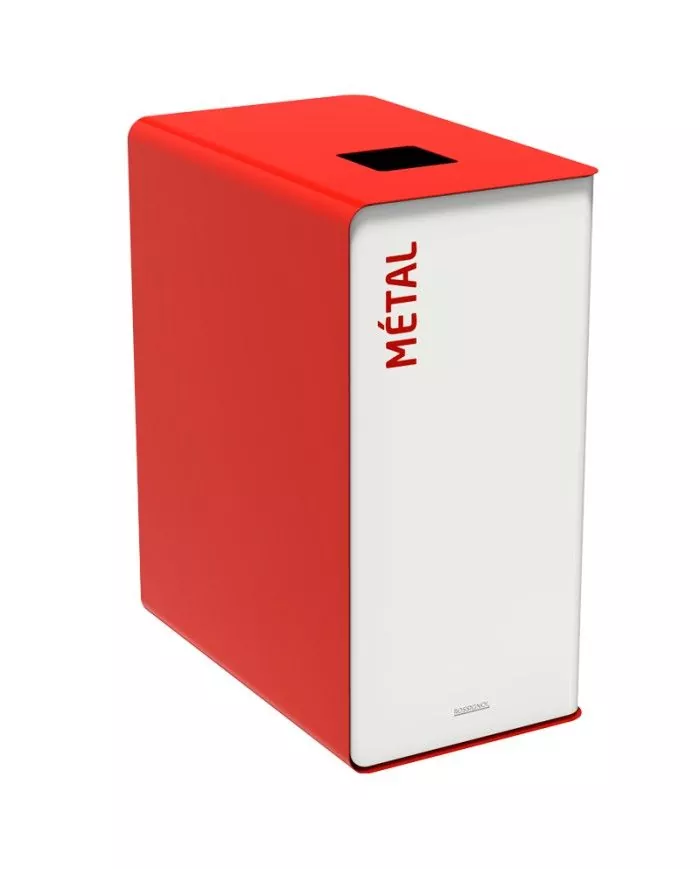 Poubelle de tri - TERACUB 65L - ROUGE METAL - Corps blanc - tri des déchets professionnels, poubelle compartimentée, meuble de Poubelle de tri - TERACUB 65L - ROUGE METAL - Corps blanc - tri des déchets professionnels, poubelle compartimentée, meuble de