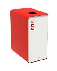 Poubelle de tri - TERACUB 65L - ROUGE METAL - Corps blanc - tri des déchets professionnels, poubelle compartimentée, meuble de Poubelle de tri - TERACUB 65L - ROUGE METAL - Corps blanc - tri des déchets professionnels, poubelle compartimentée, meuble de