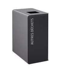 Poubelle de tri - TERACUB 65L - GRIS AUTRES DECHETS - Corps gris manganèse - bac de tri design, recyclage déchets triés,