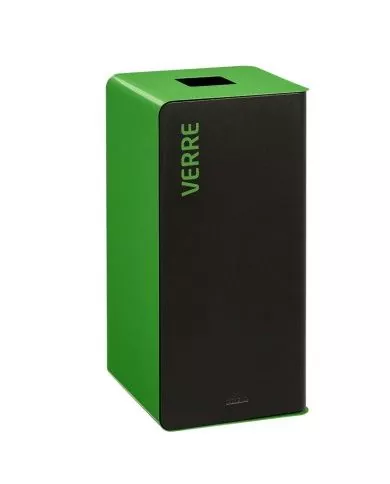 Poubelle de tri - TERACUB 40L - VERT VERRES - Corps gris manganèse - gestion des déchets en entreprise, poubelle de tri