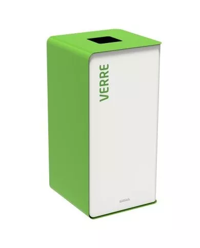 Poubelle de tri - TERACUB 40L - VERT VERRES - Corps blanc - gestion des déchets en entreprise, mobilier de tri écologique,