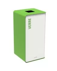 Poubelle de tri - TERACUB 40L - VERT VERRES - Corps blanc - gestion des déchets en entreprise, mobilier de tri écologique,