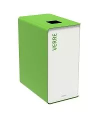 Poubelle de tri - TERACUB 90L - VERT VERRE - Corps blanc - mobilier de tri écologique, solution tri sélectif, gestion des