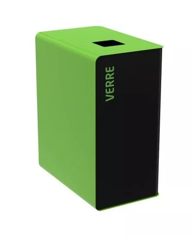 Poubelle de tri - TERACUB 90L - VERT VERRE - Corps gris manganèse - bac de tri design, poubelle de tri sélectif, tri des