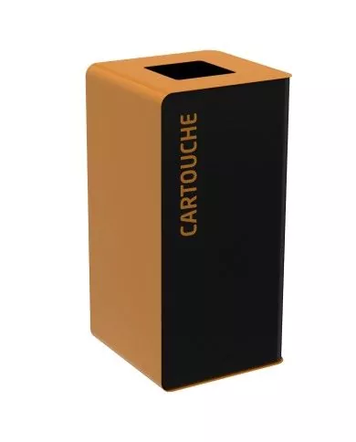 Poubelle de tri - TERACUB 40L - MARRON CARTOUCHES - Corps gris manganèse - meuble de tri durable, bac de tri design, poubelle