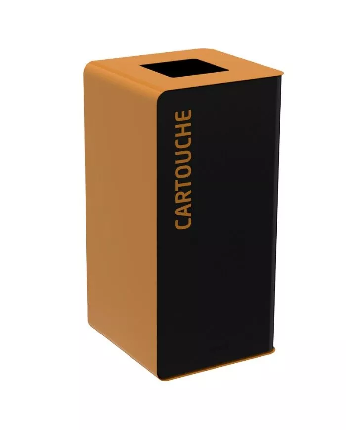Poubelle de tri - TERACUB 40L - MARRON CARTOUCHES - Corps gris manganèse - meuble de tri durable, bac de tri design, poubelle