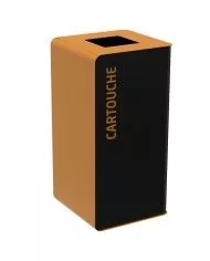 Poubelle de tri - TERACUB 40L - MARRON CARTOUCHES - Corps gris manganèse - meuble de tri durable, bac de tri design, poubelle