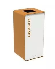 Poubelle de tri - TERACUB 40L - MARRON CARTOUCHES - Corps blanc - bac de tri design, meuble de tri durable, tri des déchets Poubelle de tri - TERACUB 40L - MARRON CARTOUCHES - Corps blanc - bac de tri design, meuble de tri durable, tri des déchets