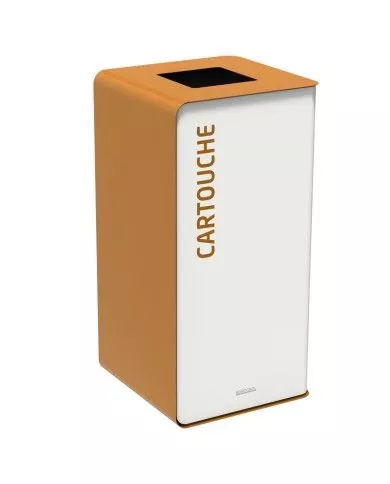 Poubelle de tri - TERACUB 75L - MARRON CARTOUCHES - Corps blanc - solution tri sélectif, poubelle de tri sélectif, bac de tri