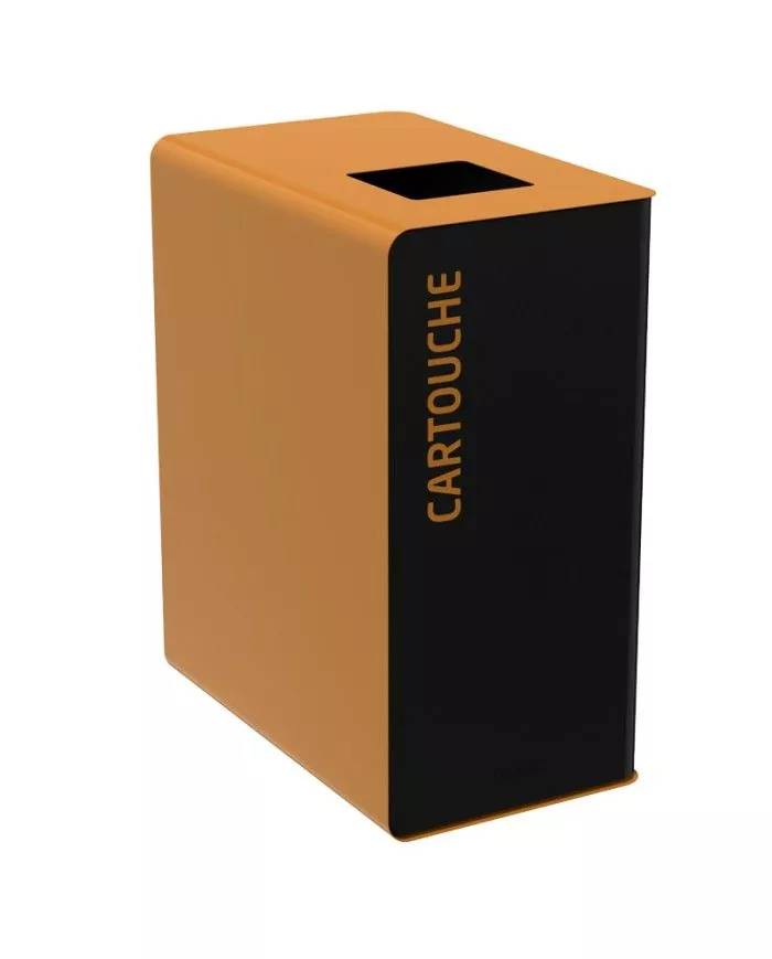 Poubelle de tri - TERACUB 90L - MARRON CARTOUCHES - Corps gris manganèse - recyclage déchets triés, solution tri sélectif,