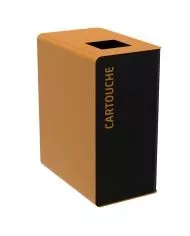 Poubelle de tri - TERACUB 90L - MARRON CARTOUCHES - Corps gris manganèse - recyclage déchets triés, solution tri sélectif,