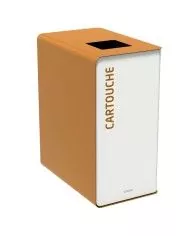 Poubelle de tri - TERACUB 90L - MARRON CARTOUCHES - Corps blanc - poubelle compartimentée, recyclage déchets triés, conteneur