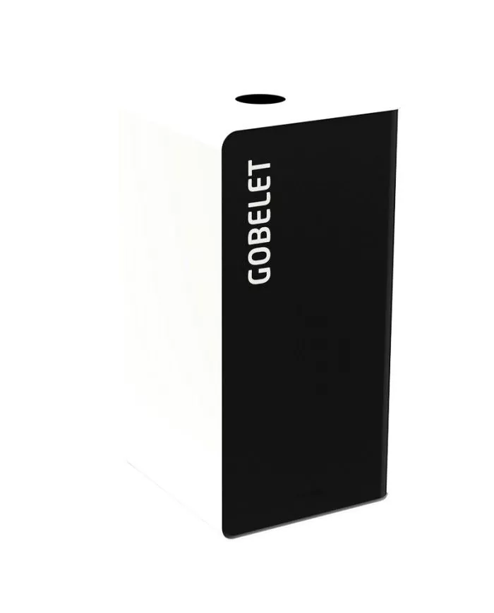 Poubelle de tri - TERACUB 40L - BLANC GOBELETS - Corps gris manganèse - gestion des déchets en entreprise, corbeille recyclage