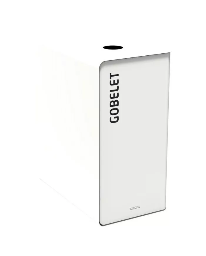 Poubelle de tri - TERACUB 65L - BLANC GOBELETS - Corps blanc - station de tri moderne, poubelle compartimentée, solution tri