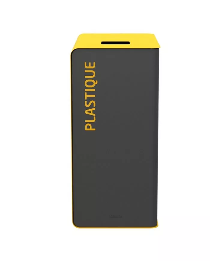 Poubelle de tri - TERACUB 40L - JAUNE PLASTIQUE - Corps gris manganèse - poubelle de tri sélectif, conteneur de recyclage, Poubelle de tri - TERACUB 40L - JAUNE PLASTIQUE - Corps gris manganèse - poubelle de tri sélectif, conteneur de recyclage,