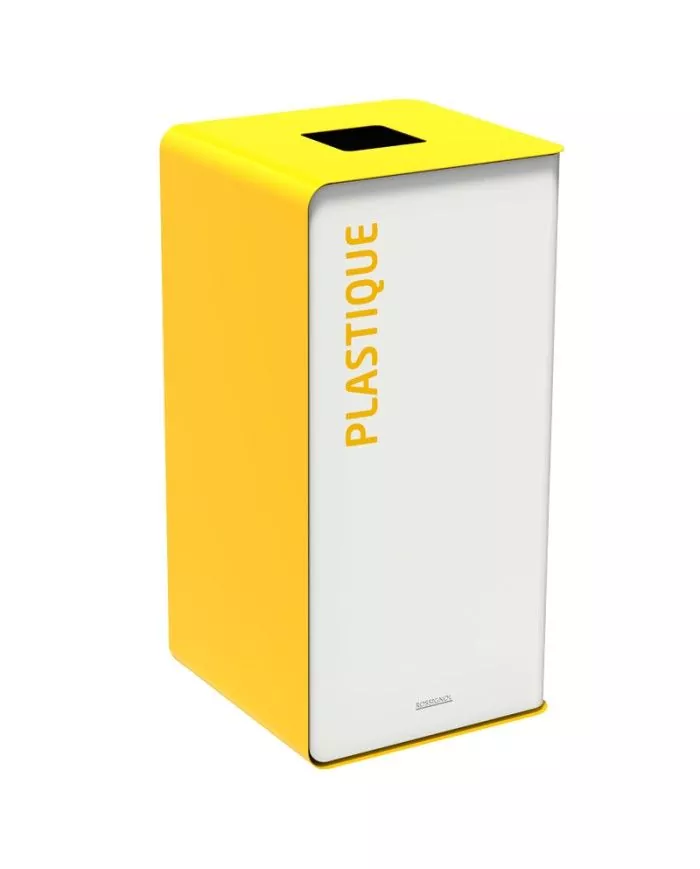 Poubelle de tri - TERACUB 40L - JAUNE PLASTIQUE - Corps Blanc - solution tri sélectif, bac de tri design, meuble de tri durable Poubelle de tri - TERACUB 40L - JAUNE PLASTIQUE - Corps Blanc - solution tri sélectif, bac de tri design, meuble de tri durable