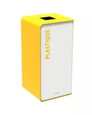 Poubelle de tri - TERACUB 75L - JAUNE PLASTIQUE - Corps Blanc - conteneur de recyclage, recyclage déchets triés, bac de tri Poubelle de tri - TERACUB 75L - JAUNE PLASTIQUE - Corps Blanc - conteneur de recyclage, recyclage déchets triés, bac de tri