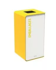 Poubelle de tri - TERACUB 40L - JAUNE EMBALLAGES - Corps Blanc - solution tri sélectif, bac de tri design, poubelle Poubelle de tri - TERACUB 40L - JAUNE EMBALLAGES - Corps Blanc - solution tri sélectif, bac de tri design, poubelle