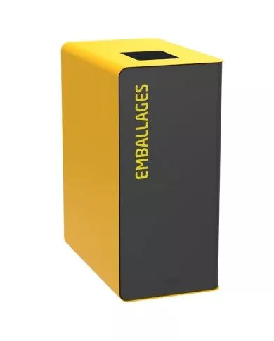 Poubelle de tri - TERACUB 65L - JAUNE EMBALLAGES - Corps Gris Manganèse - recyclage déchets triés, gestion des déchets en