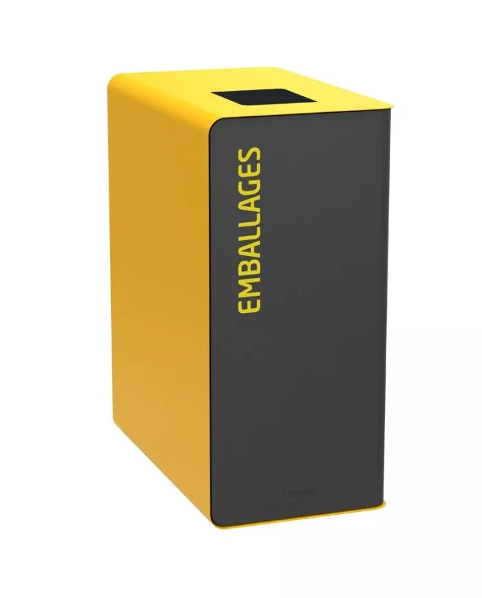 Poubelle de tri - TERACUB 65L - JAUNE EMBALLAGES - Corps Gris Manganèse - recyclage déchets triés, gestion des déchets en Poubelle de tri - TERACUB 65L - JAUNE EMBALLAGES - Corps Gris Manganèse - recyclage déchets triés, gestion des déchets en