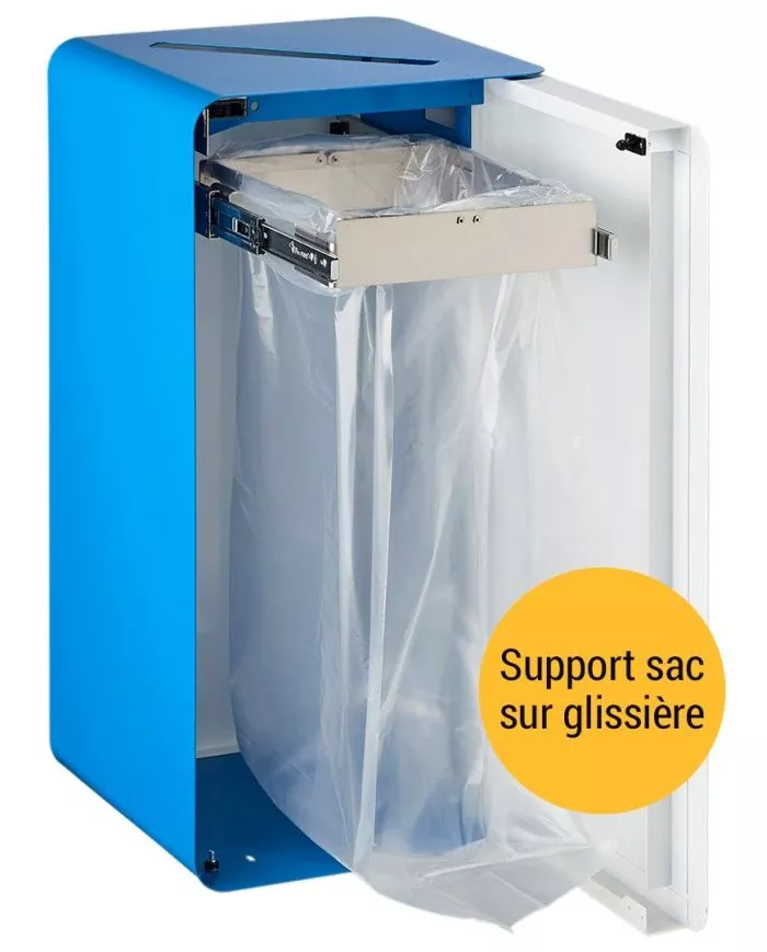 Poubelle de tri - TERACUB 90L - JAUNE PLASTIQUE - Corps Blanc - corbeille recyclage bureau, bac de tri design, conteneur de Poubelle de tri - TERACUB 90L - JAUNE PLASTIQUE - Corps Blanc - corbeille recyclage bureau, bac de tri design, conteneur de