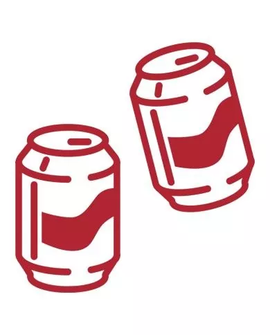 Poubelle de tri - Stickers adhésifs pour poubelle - Rouge / Canettes - corbeille recyclage bureau, meuble de tri durable,