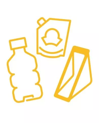 Poubelle de tri - Stickers adhésifs pour poubelle - Jaune / Snacking - bac de tri design, recyclage déchets triés, poubelle