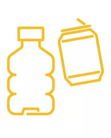 Poubelle de tri - Stickers adhésifs pour poubelle - Jaune / Bouteilles et Canettes - gestion des déchets en entreprise,