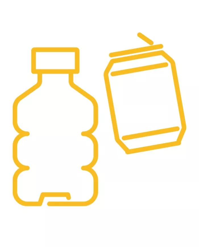 Poubelle de tri - Stickers adhésifs pour poubelle - Jaune / Bouteilles et Canettes - gestion des déchets en entreprise,