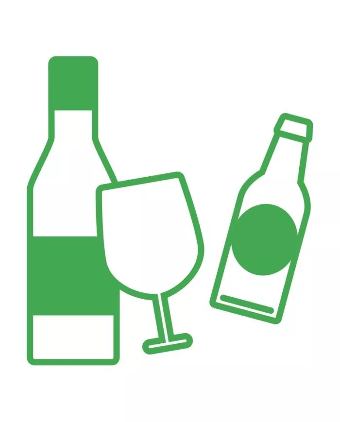 Poubelle de tri - Stickers adhésifs pour poubelle - Vert / Verres - poubelle compartimentée, gestion des déchets en entreprise,