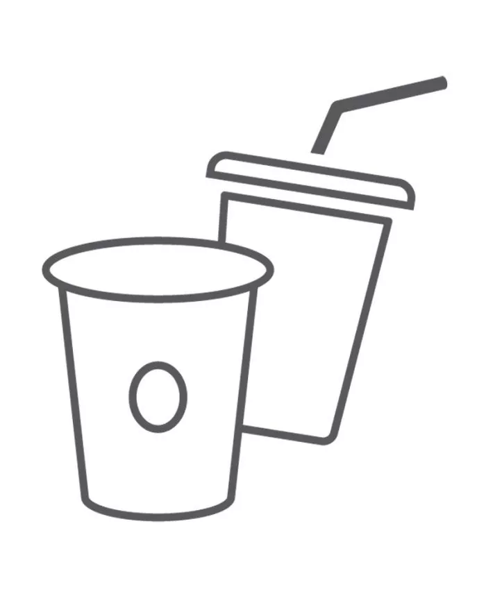 Poubelle de tri - Stickers adhésifs pour poubelle - Noir / Gobelets - tri des déchets professionnels, bac de tri design,