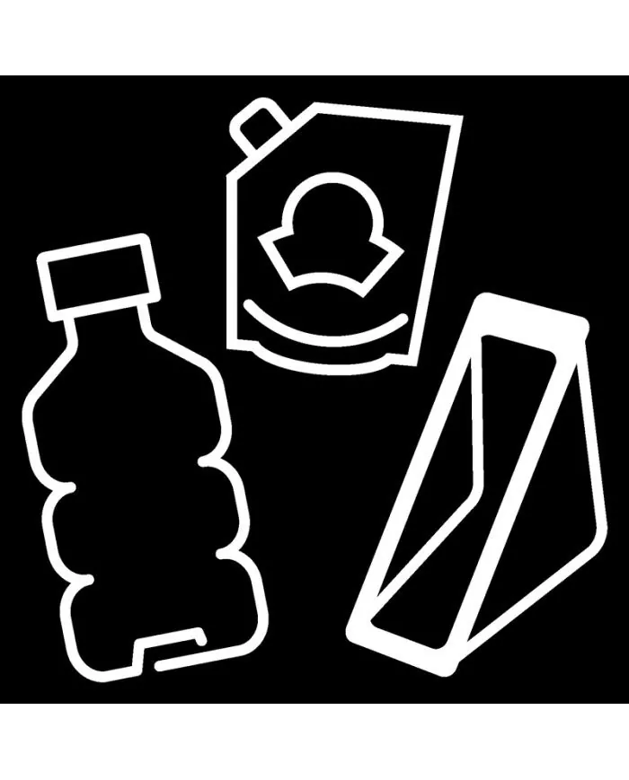 Poubelle de tri - Stickers adhésifs pour poubelle - Blanc / Snacking - corbeille recyclage bureau, gestion des déchets en