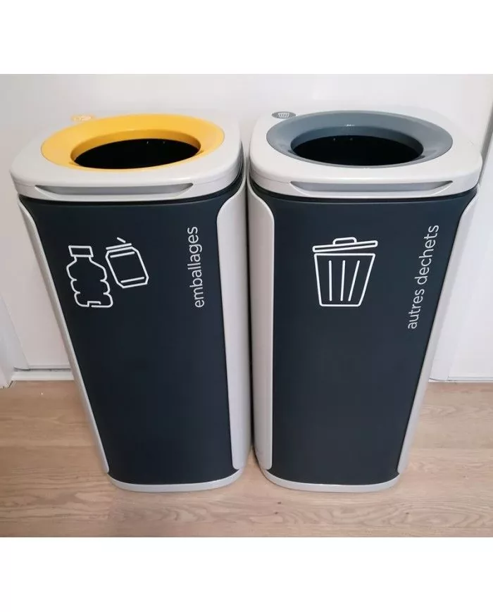 Poubelle de tri - Stickers adhésifs pour poubelle - Blanc / Bouteilles et Canettes - tri des déchets professionnels, poubelle