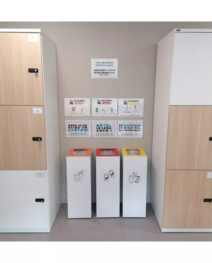 Poubelle de tri - Stickers adhésifs pour poubelle - Noir / Dosettes - poubelle de tri sélectif, recyclage déchets triés,