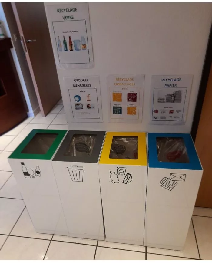 Poubelle de tri - Stickers adhésifs pour poubelle - Noir / Dosettes - mobilier de tri écologique, poubelle de tri sélectif,