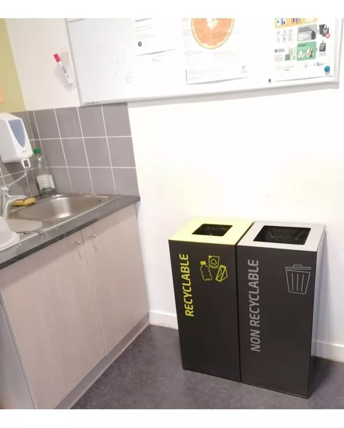 Poubelle de tri - Stickers adhésifs pour poubelle - Vert / Verres - meuble de tri durable, recyclage déchets triés, bac de tri