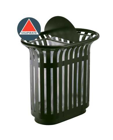 Poubelle de tri - TERALIP 2 x 60 L - Avec Totem - Vert Olive - Extérieur - poubelle de tri sélectif, meuble de tri durable,