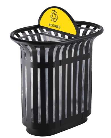 Poubelle de tri - TERALIP 2 x 60 L - Avec Totem - Vert Olive - Extérieur - bac de tri design, poubelle compartimentée, Poubelle de tri - TERALIP 2 x 60 L - Avec Totem - Vert Olive - Extérieur - bac de tri design, poubelle compartimentée,