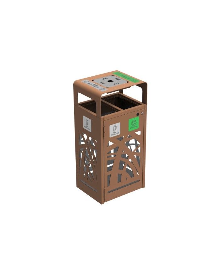 Poubelle de tri - TERABEL 2 x 60 L - Corten Mat - Extérieur - corbeille recyclage bureau, mobilier de tri écologique, poubelle Poubelle de tri - TERABEL 2 x 60 L - Corten Mat - Extérieur - corbeille recyclage bureau, mobilier de tri écologique, poubelle