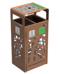 Poubelle de tri - TERABEL 2 x 60 L - Corten Mat - Extérieur - corbeille recyclage bureau, mobilier de tri écologique, poubelle Poubelle de tri - TERABEL 2 x 60 L - Corten Mat - Extérieur - corbeille recyclage bureau, mobilier de tri écologique, poubelle