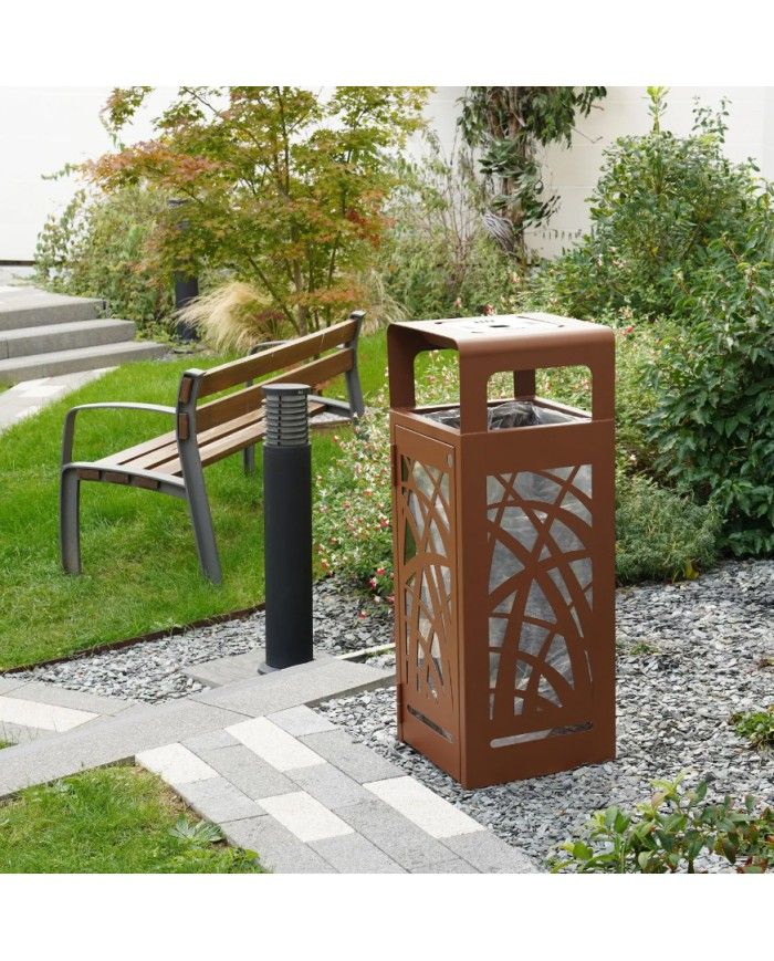 Poubelle de tri - TERABEL 2 x 60 L - Corten Mat - Extérieur - conteneur de recyclage, tri des déchets professionnels, meuble de Poubelle de tri - TERABEL 2 x 60 L - Corten Mat - Extérieur - conteneur de recyclage, tri des déchets professionnels, meuble de