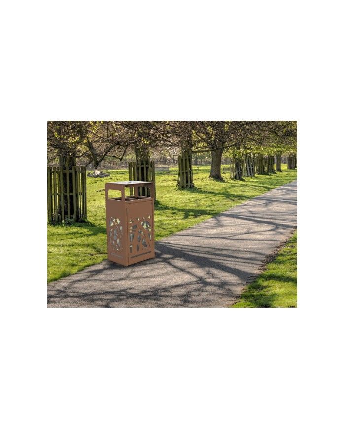 Poubelle de tri - TERABEL 2 x 60 L - Corten Mat - Extérieur - meuble de tri durable, mobilier de tri écologique, conteneur de Poubelle de tri - TERABEL 2 x 60 L - Corten Mat - Extérieur - meuble de tri durable, mobilier de tri écologique, conteneur de